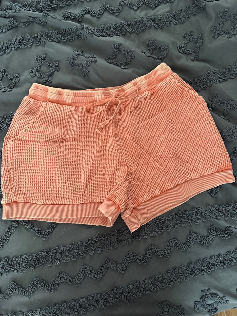 Easel Coral Waffle Drawstring Athletic Shorts
